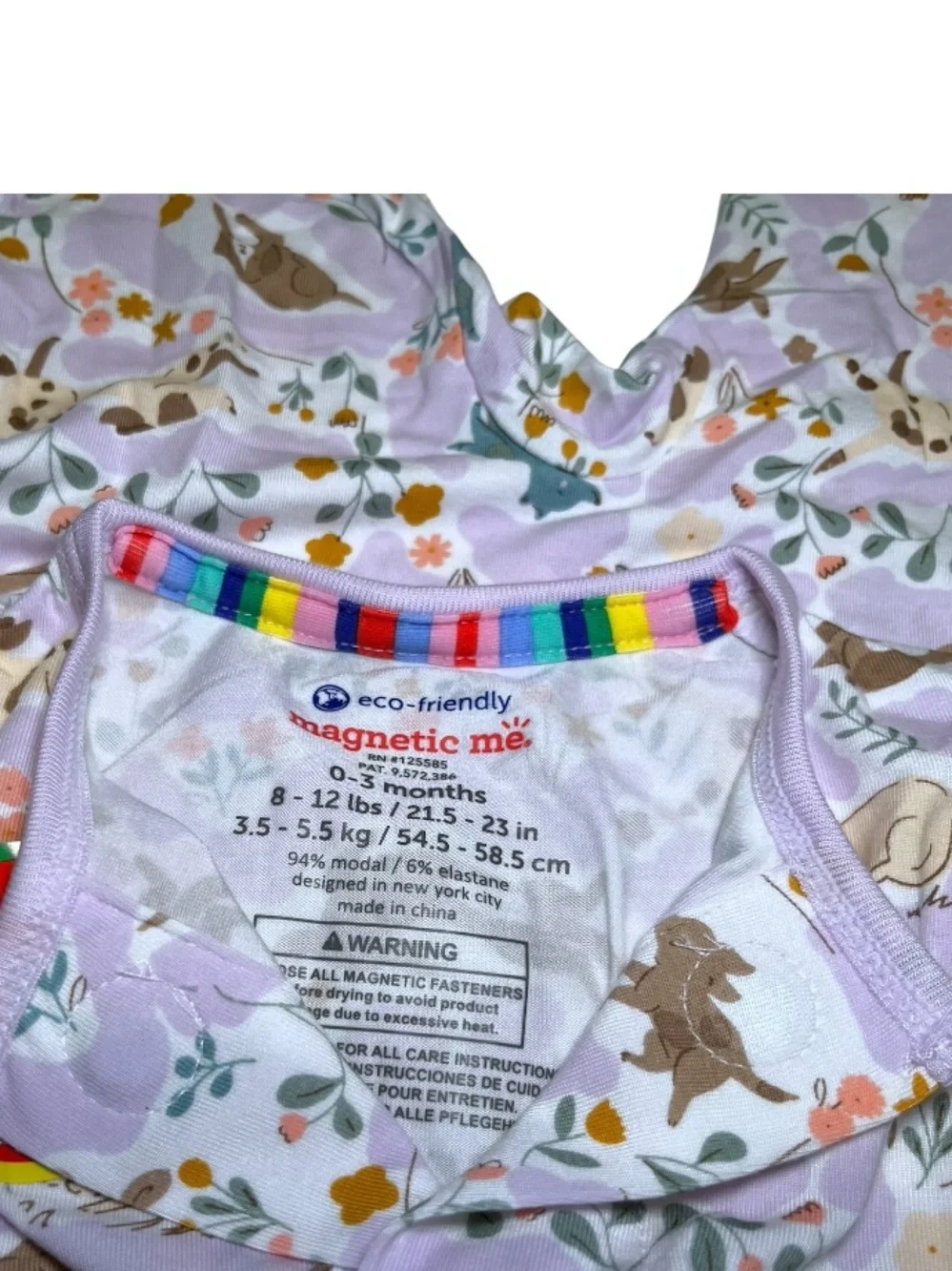 NWT  Magnetic Me Lavender Puppy Print Footie with Pastel Accents Sz 0-3M